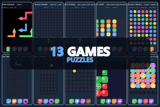Mini Game Templates Puzzles - 10 Puzzles Starters for Unity