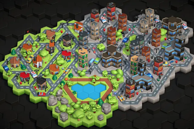 Stylized Hexagon City Pack (Modular)