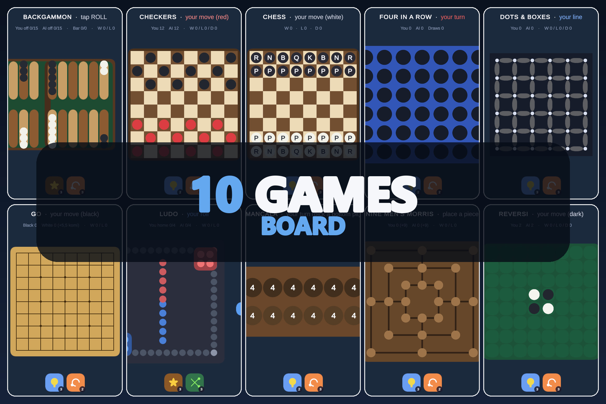 Mini Game Templates Board - 10 Board Starters for Unity