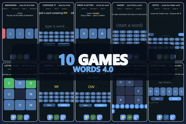 Mini Game Templates Words 4.0 - 10 Words Starters for Unity
