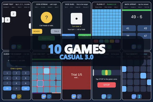 Mini Game Templates Casual 3.0 - 10 Casual Starters for Unity