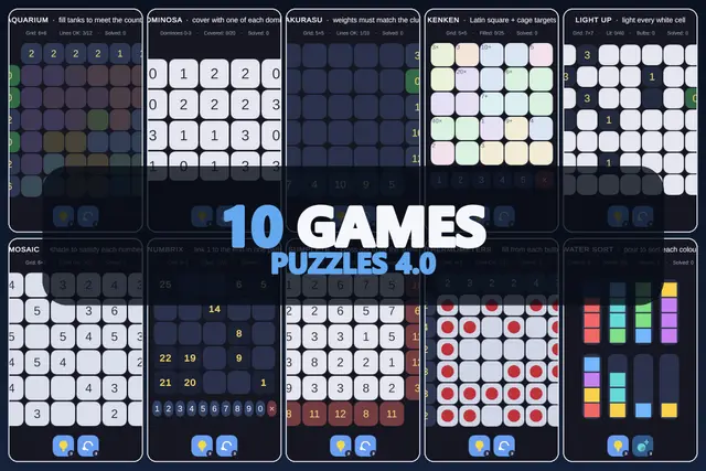 Mini Game Templates Puzzles 4.0 - 10 Puzzles Starters for Unity
