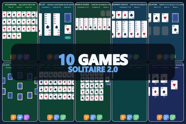 Mini Game Templates Solitaire 2.0 - 10 Solitaire Starters for Unity