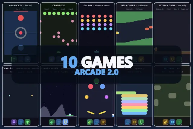 Mini Game Templates Arcade 2.0 - 10 Arcade Starters for Unity