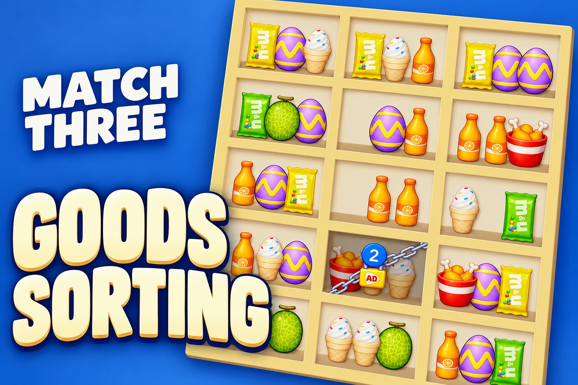 Goods Sorting | Puzzle Game Template + Level Editors + Ads