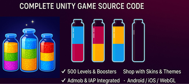 Magic Water Sort Puzzle – Unity Game Source Code